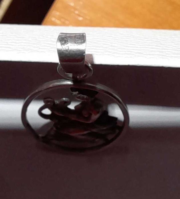 Stary srebrny wisiorek zawieszka ze srebra harfistka vintage retro