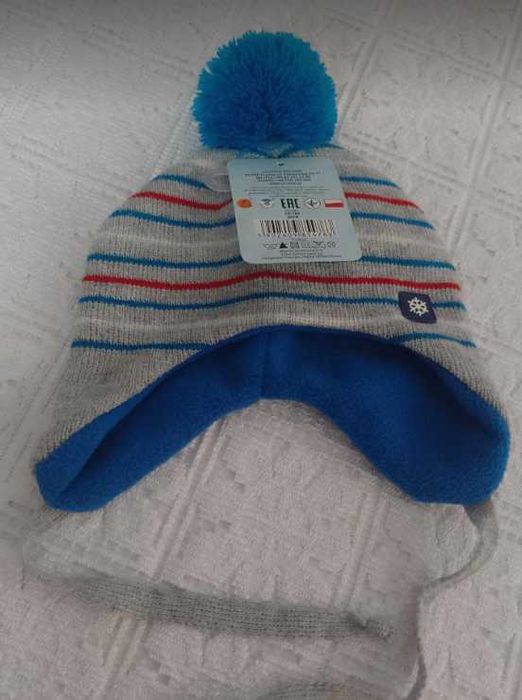 Czapka dla dzieci w paski zimowa rozmiar 38-40