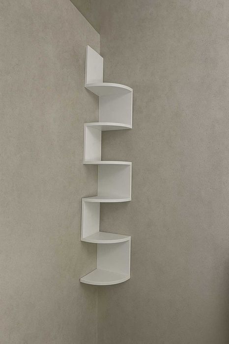 Loftowa narożna dekoracja ścienna biała kwietnik z 5 poziomami