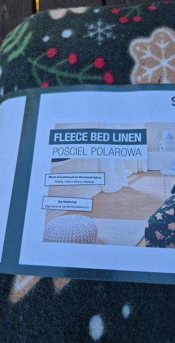 Smukee pościel polarowa zielona wzor święta zima ciepła 220x200