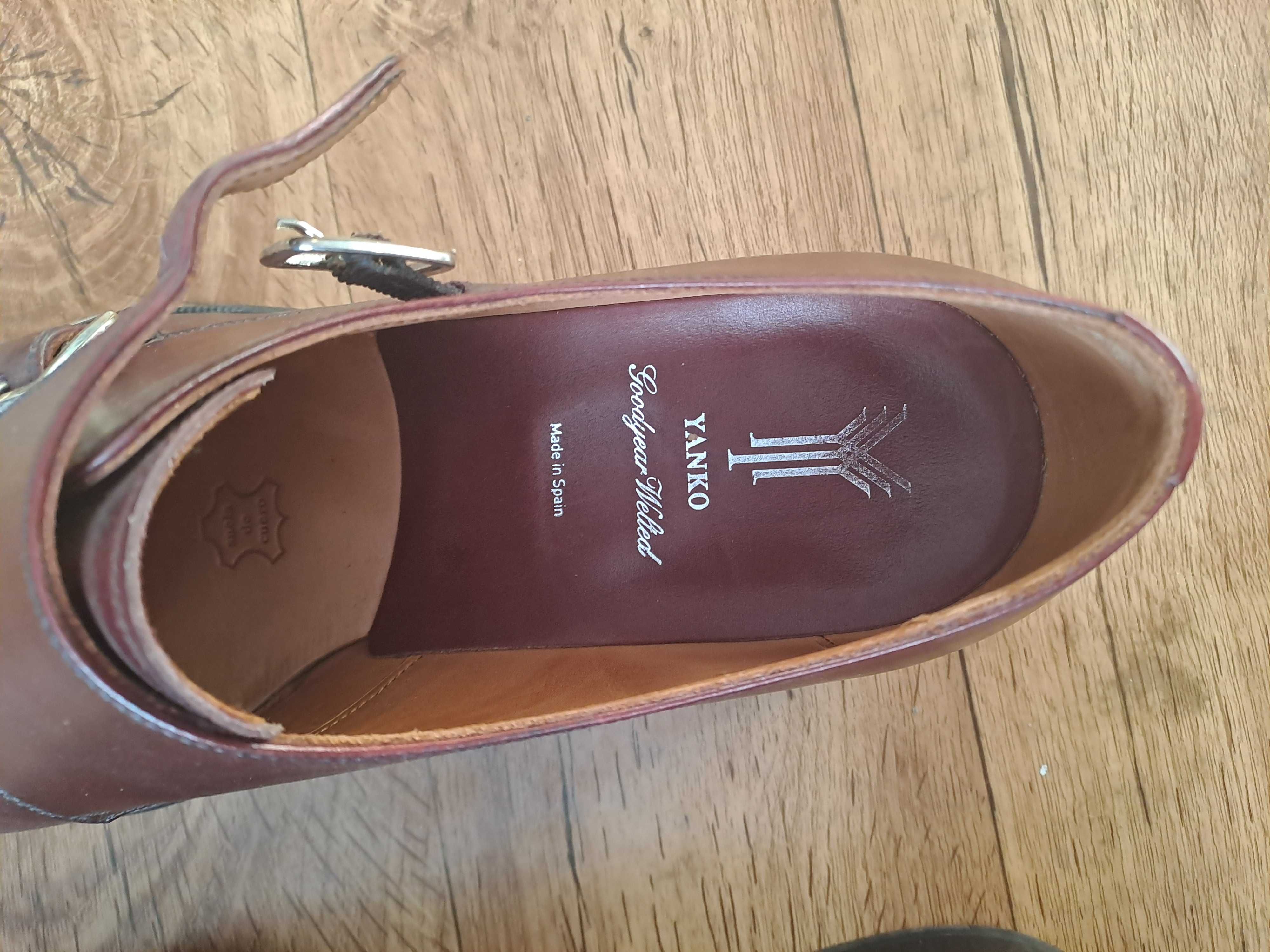 Yanko Double Monks – EU 44 (UK 9.5) | Bordowe | Goodyear Welted |