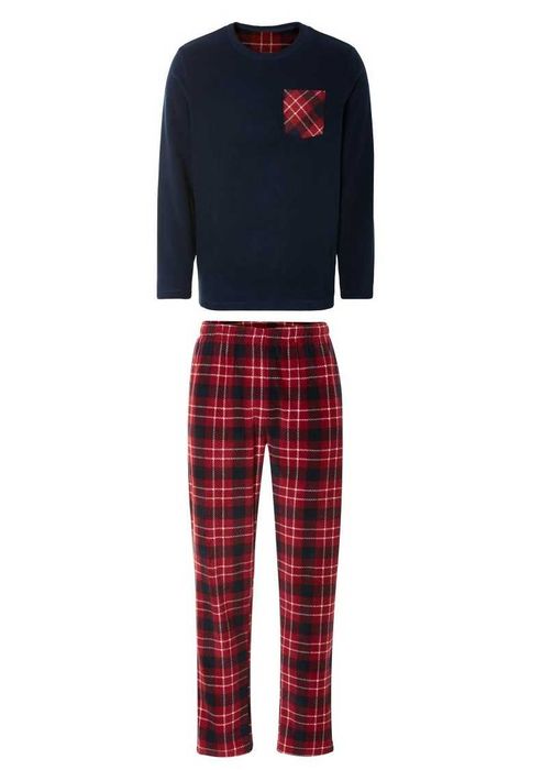 PIŻAMA męska Z POLARU polarowa miękka ciepła bluza + spodnie w kratę M