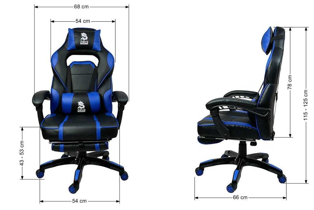 Fotel Gamingowy obrotowy dla graczy DEUS LARGE Blue