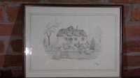 Rysunek ołówkiem C.VARLEY, Stare domy rysunki Cornelius'a Varley'a