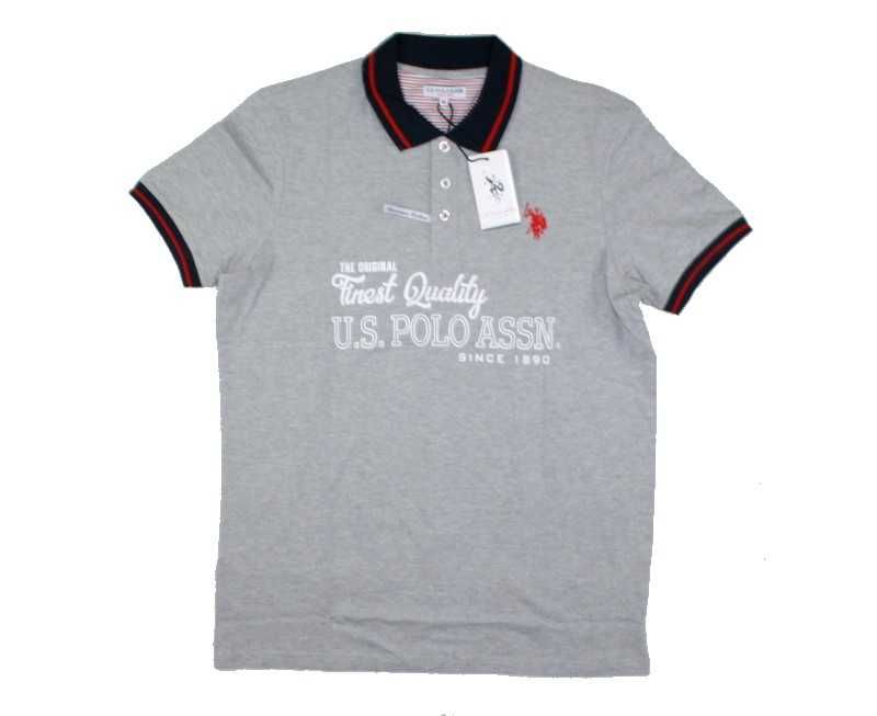 Meska koszulka polo U.S. Polo Assn. Premium szara oryg. nowa - rozm. L