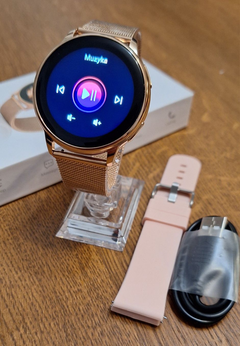 Smartwatch damski zegarek inteligenty PL menu, puls, tętno, whatsapp