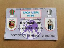 Bilhete MARÍTIMO vs JUVENTUS 94/95 Taça UEFA Estádio dos Barreiros