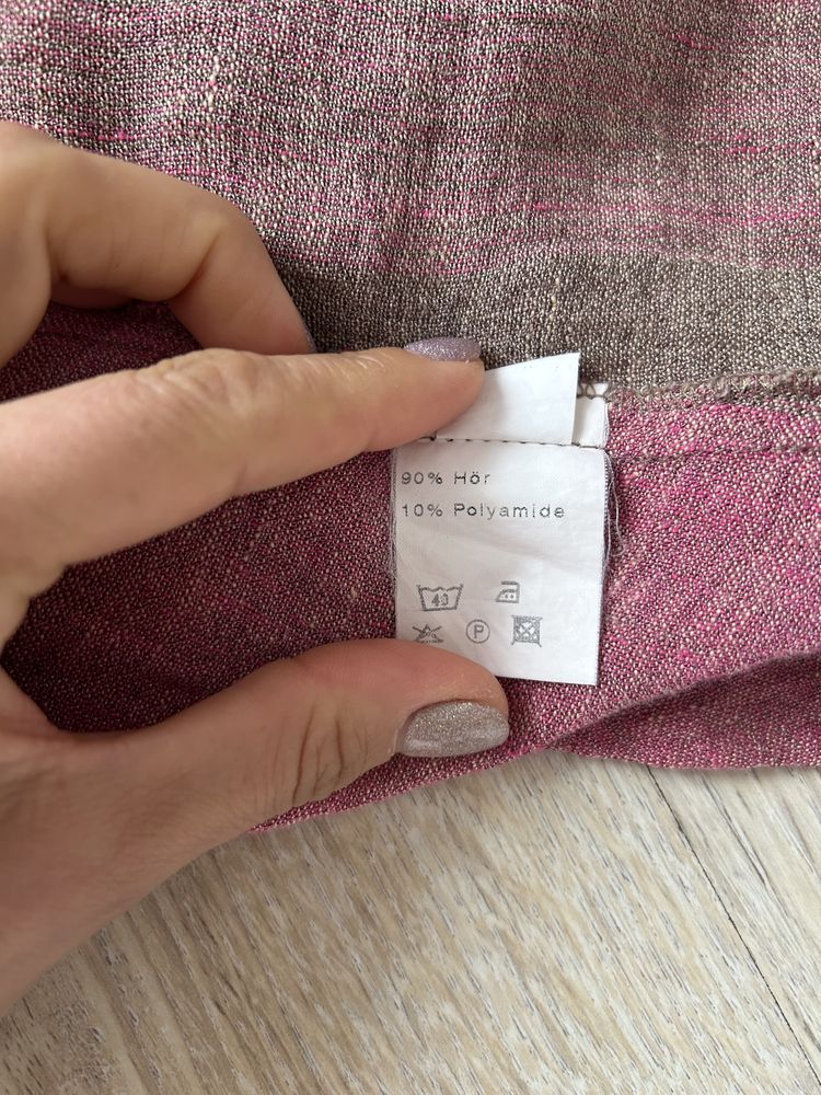 Mocca lniana marynarka narzutka róż beż oversize na lato