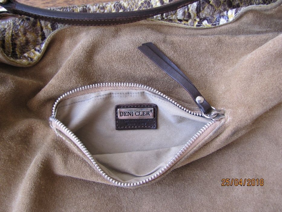 Deni Cler skórzana torebka worek a la pyton