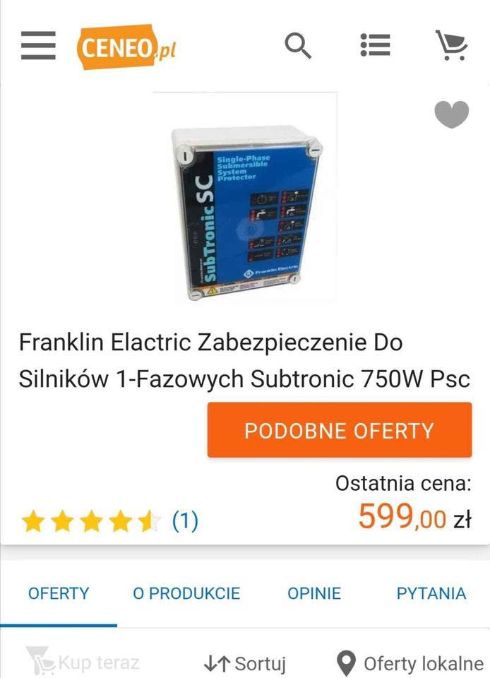 Subtronic ST075PSC 750W - Franklin Elactric - 35 proc. ceny! NOWY!