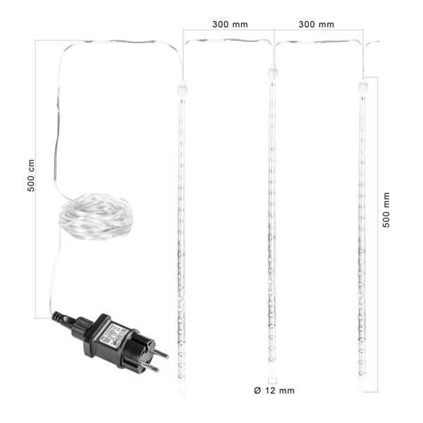 Deszcz meteorów, kapiące dlugie sople led 50cm ,3 metry, biały zimny