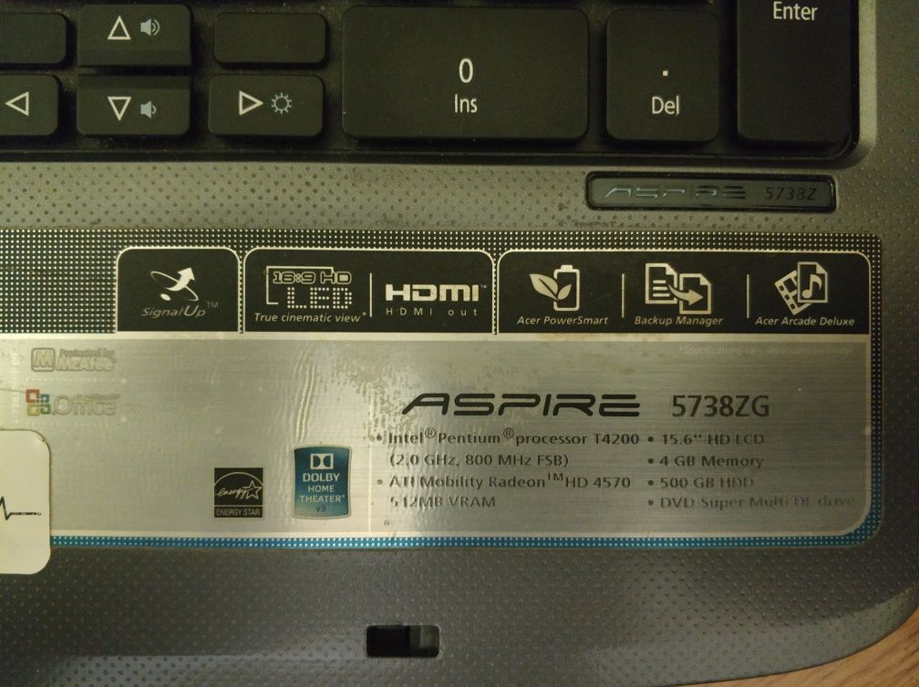 Ноутбук Acer ASPIRE 5738ZG