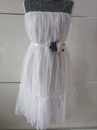 Sukienka biała dla dziewczynki na przyjęcie komunijne