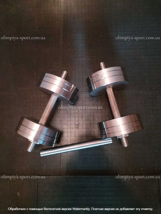 Гантелі з металу розбірні 12-30 кг з перехідником для штанги ТОП
