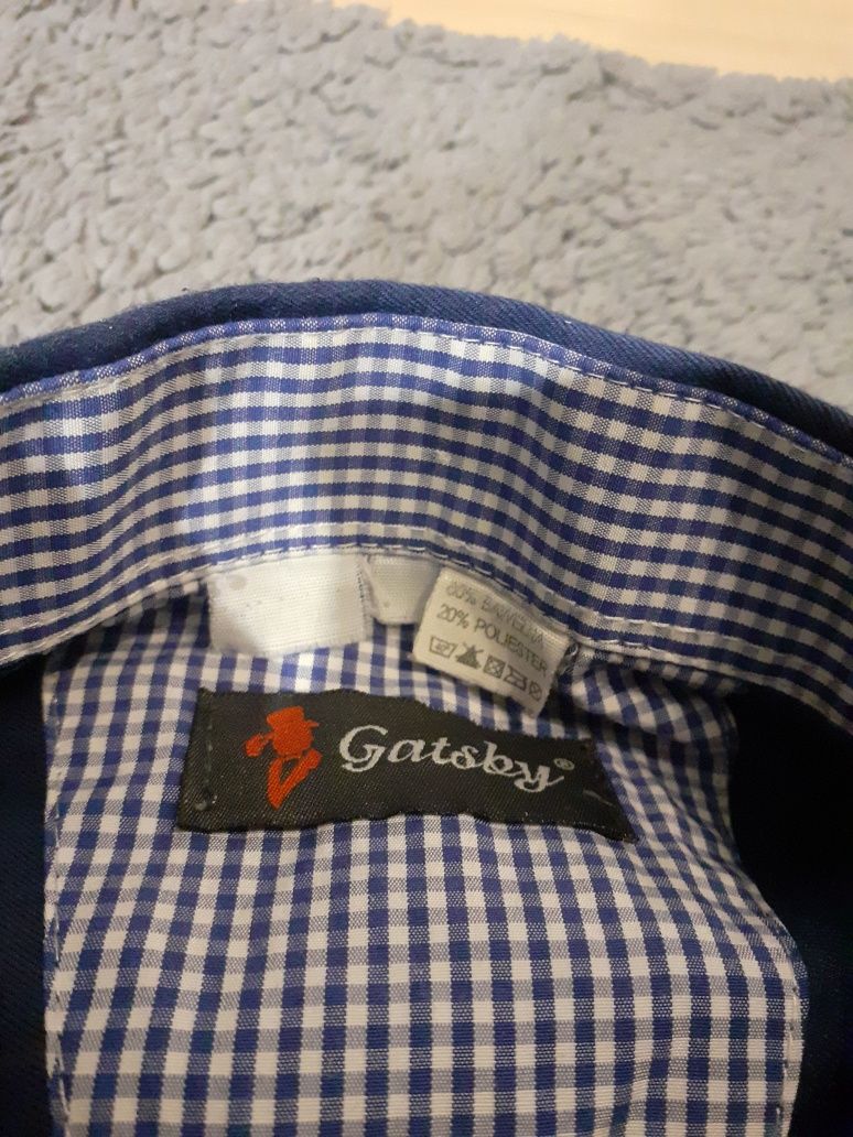 Granatowa koszula z wstawkami w kratkę męska