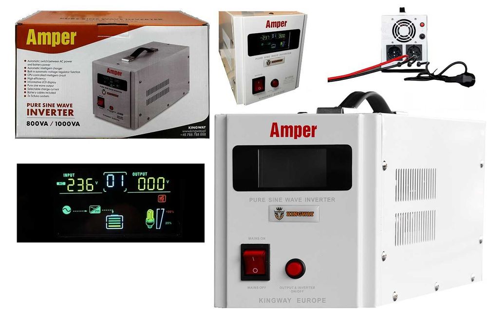 Nowy ZASILACZ Awaryjny Pieca POMPY CO Czysty Sinus PRO 1000W 12 VOLT