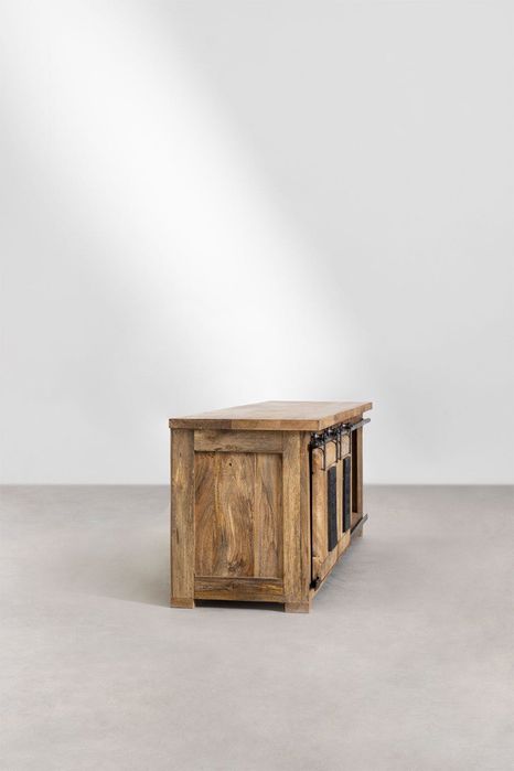 Szafka RTV drewniana Mango (SKLUM) w stylu industrialnym