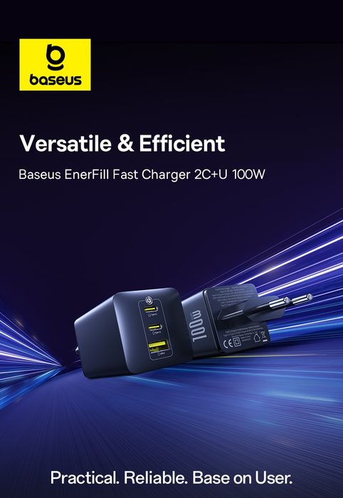 Зарядний пристрій 100W BASEUS EnerFill FE11 - Блок живлення 100Вт