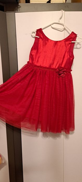 Czerwona sukienka H&M + sweterek r. 140