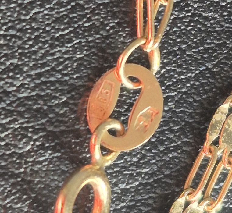 Piękny złoty łańcuszek 585 o podwójnym blaszkowym splocie Długość 45CM