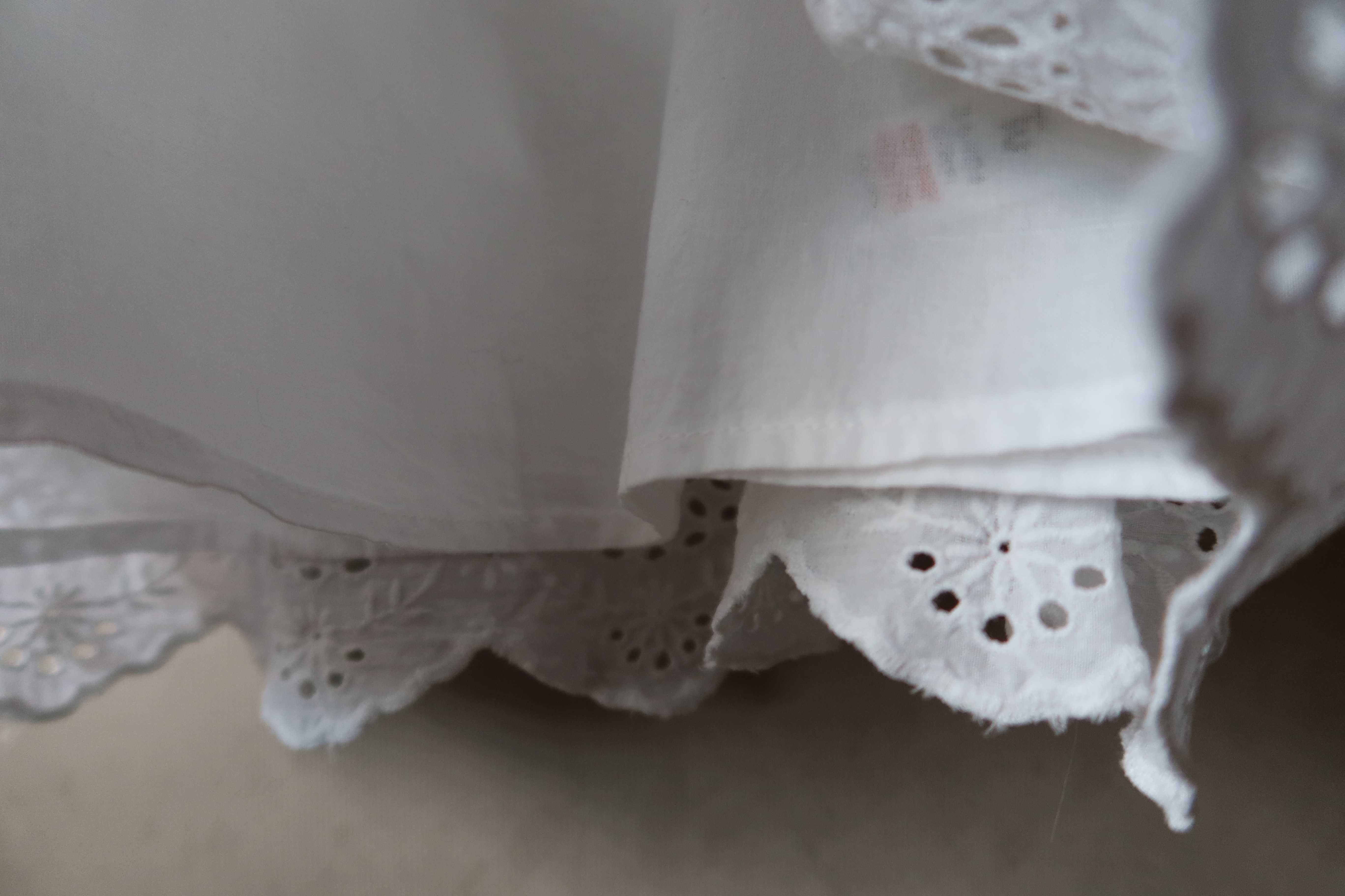 Sukienka 68 biała haftowana CHRZEST letnia falbanki WYPRAWKA