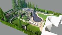 Grota skalna z wodospadem 65m2, suną, basenem ogrodowe spa, jacuzzy