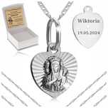 Srebrny Łańcuszek + Medalik Matka Boska 925 Prezent Komunia Chrzest Gr