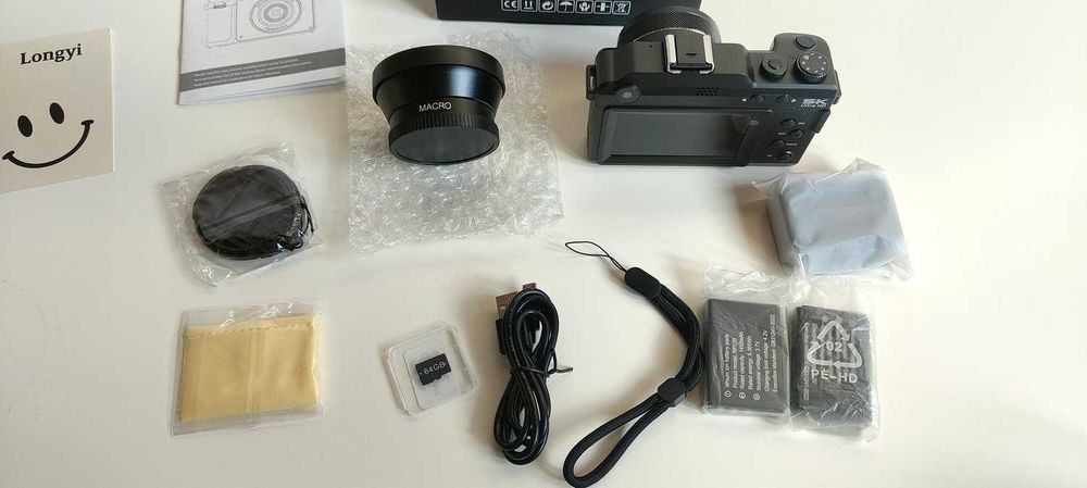 Aparat cyfrowy, 5K 64 MP, z Wi-Fi, karta 64 GB+DWA OBIEKTYWY WYMIENNE