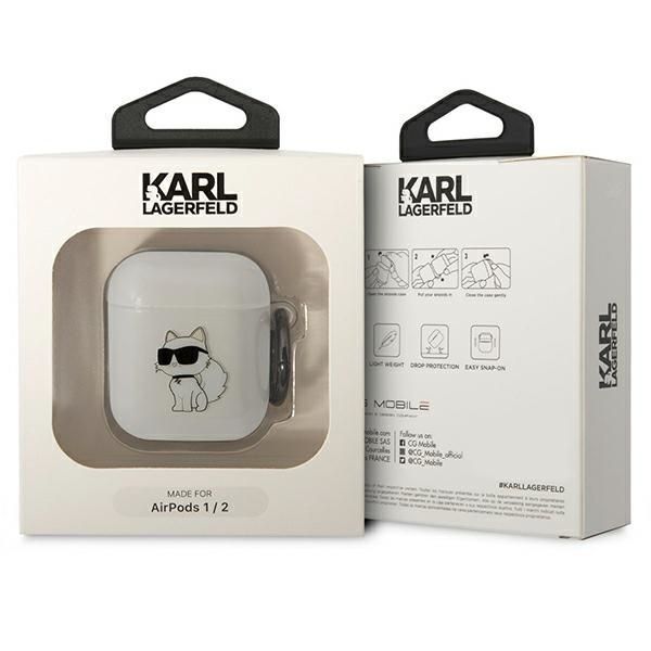 Karl Lagerfeld Etui na AirPods 1/2 Transparent Ikonik Choupette