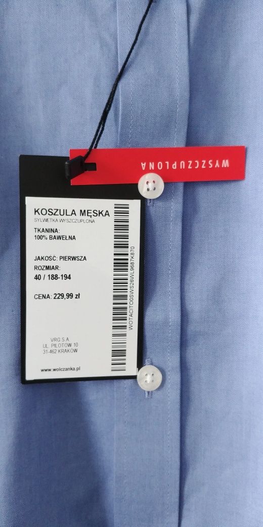 Granatowa koszula męska Wólczanka, nowa