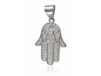 Rodowany Srebrny Wisiorek Dłoń Fatimy Talizman Amulet Cyrkonie W0607