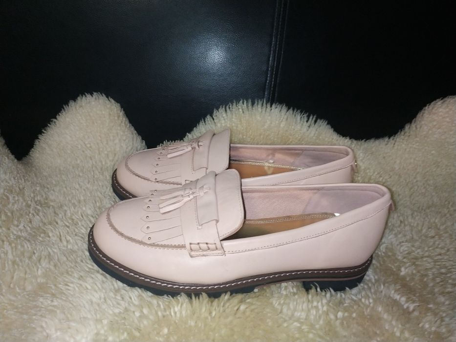 Next лофери шкіряні м'які на широку ногу беж 41 р по устілці 27 см шир