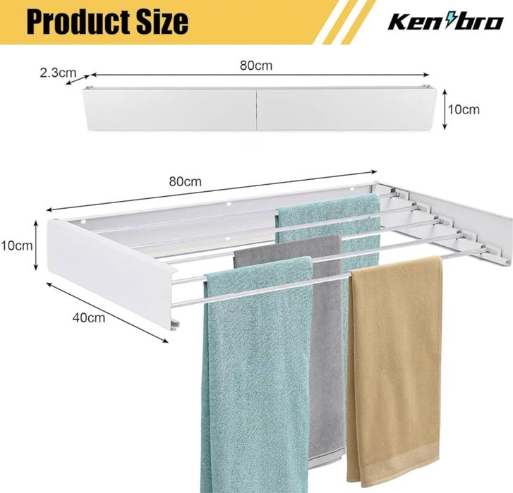 Nowy KENSBRO rozsuwany metalowy wieszak na ręczniki,suszarka,max 25 kg