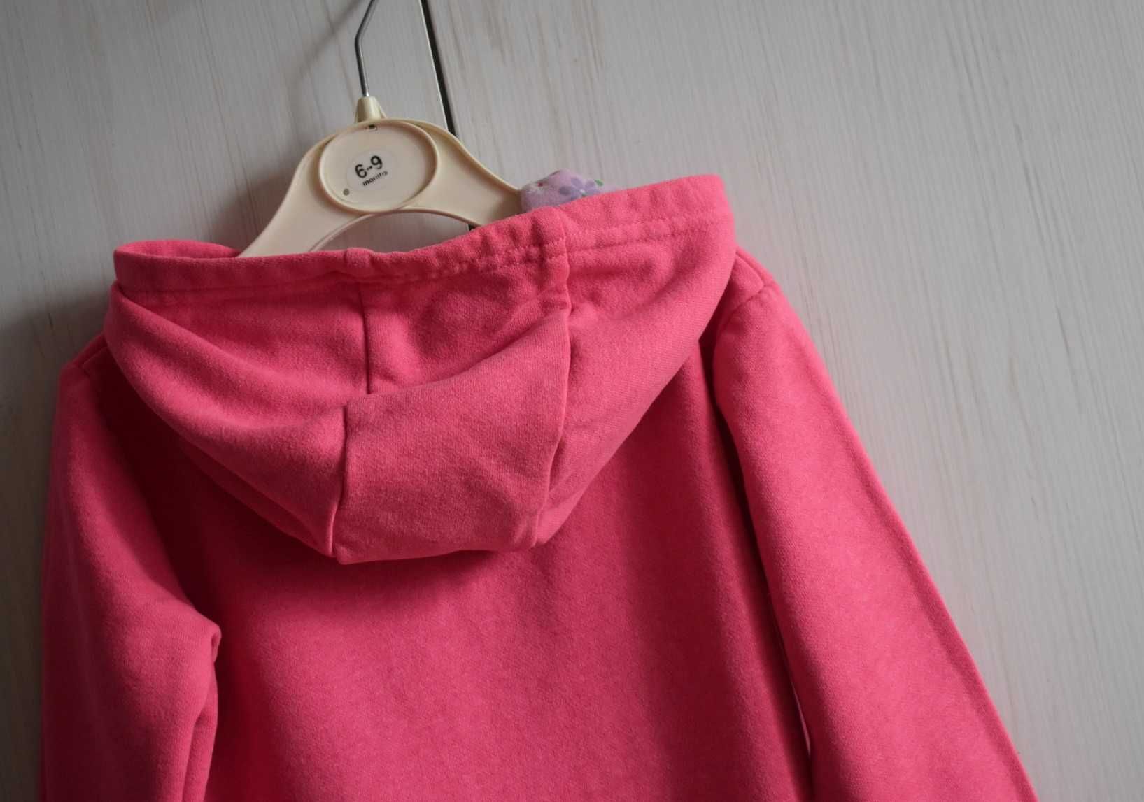 Bluza 86 92 bawełniana tęcza nadruk z kapturem dłuższa bawełna wygodna