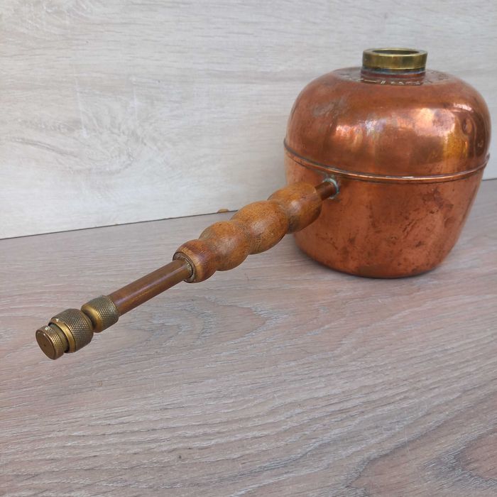 Stary francuski miedziany opryskiwacz hydronetka - sygnowany