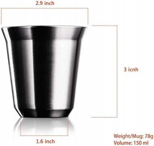 Filiżanki Do Espresso Stal Nierdzewna KANKEI 150ML