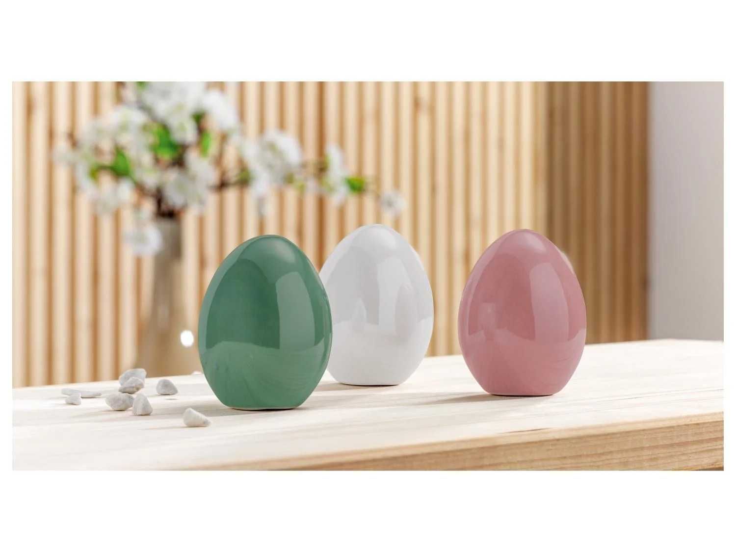 Zestaw 3 ceramicznych jajek wielkanocnych