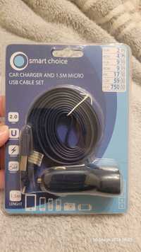 Ładowarka samochodowa kabel micro usb 1.5m pepco smartchoice