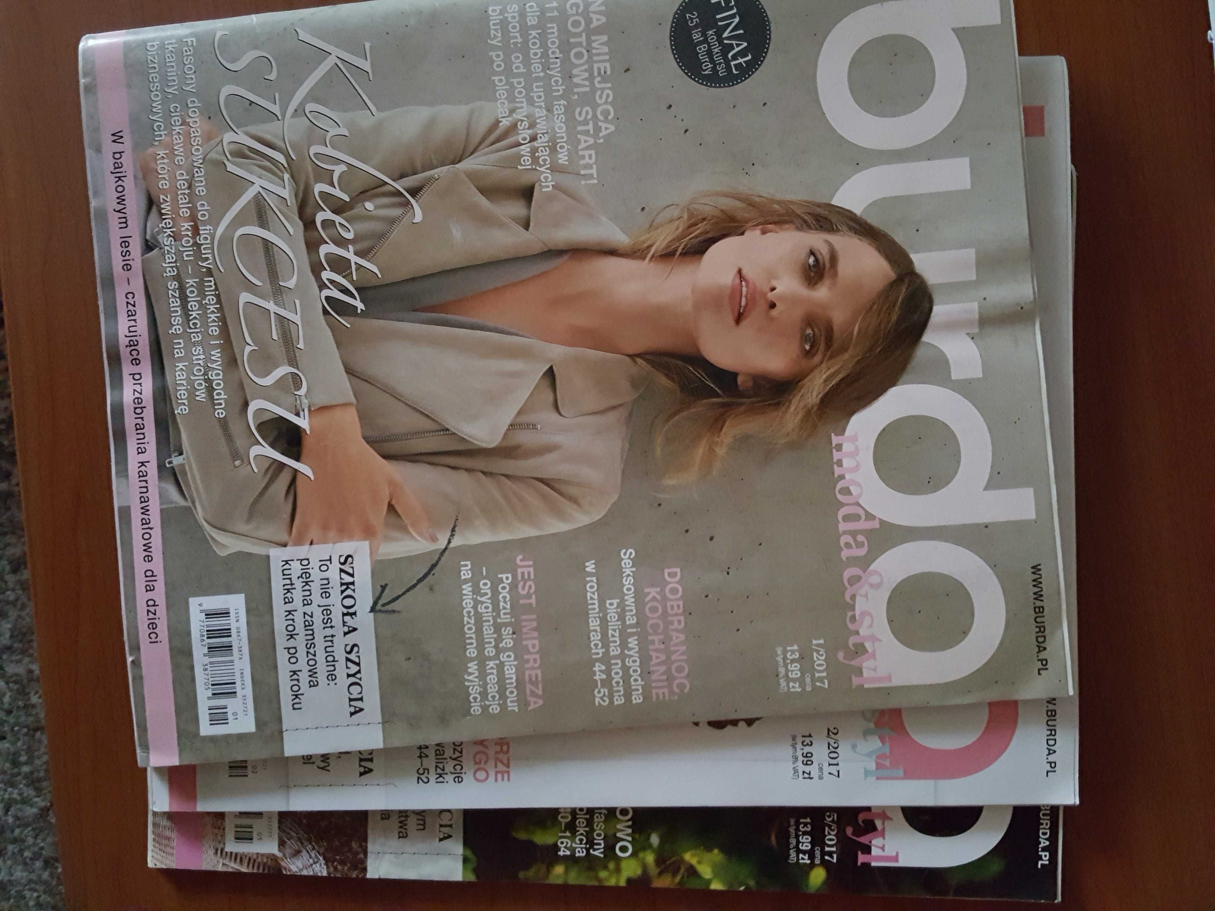 BURDA  +  wykroje,  stan  bardzo dobry     2/2017 , 5/2017.