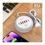 Мережевий зарядний пристрій PD 50W 4-USB 2-Type-C білий з підсвіткою.