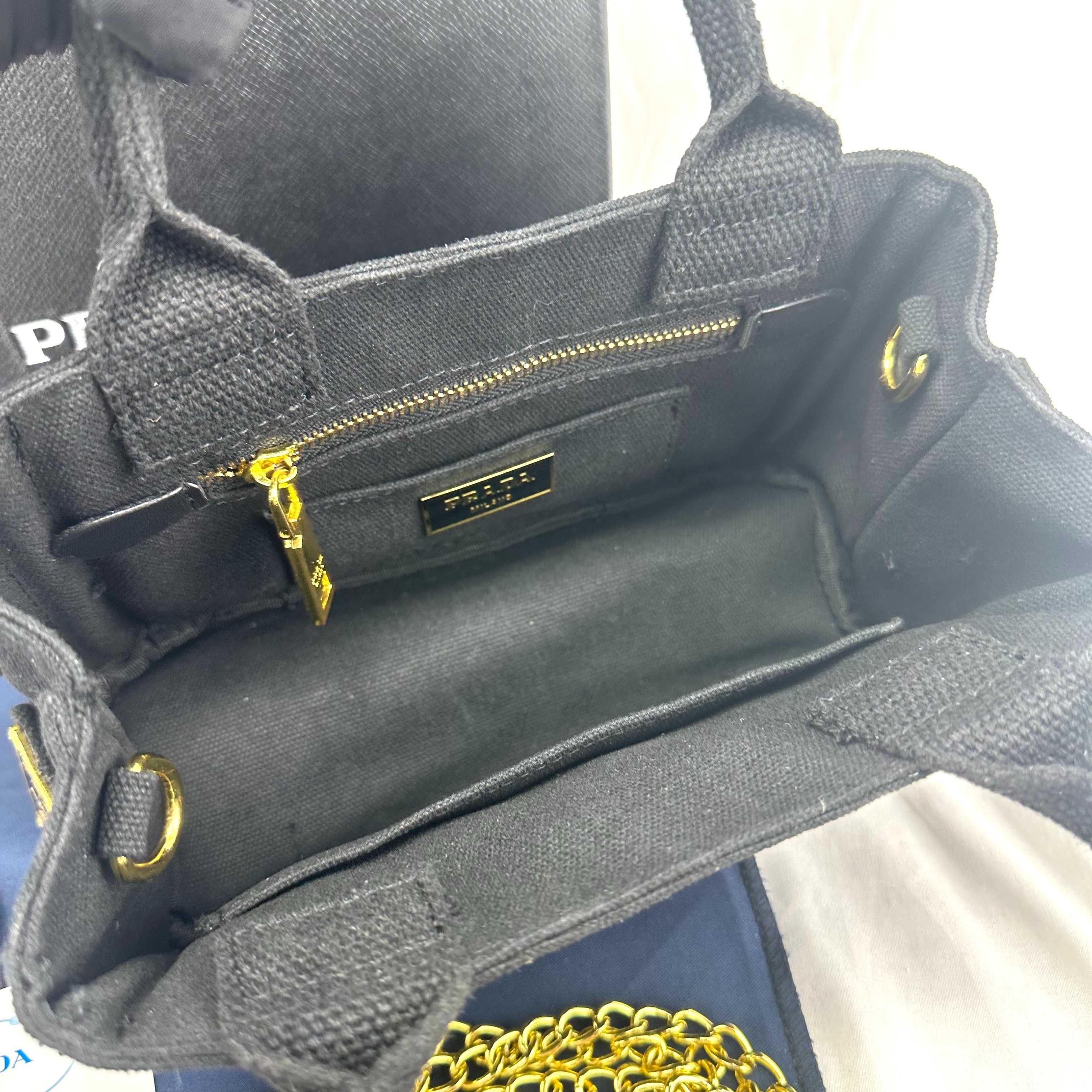 Torebka na ramię PRADA Mini Canapa z podwójnym łańcuszkiem