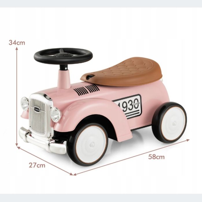 Jeździk Pchacz dla dziewczynki chłopca Autko Auto styl retro 58x27x34