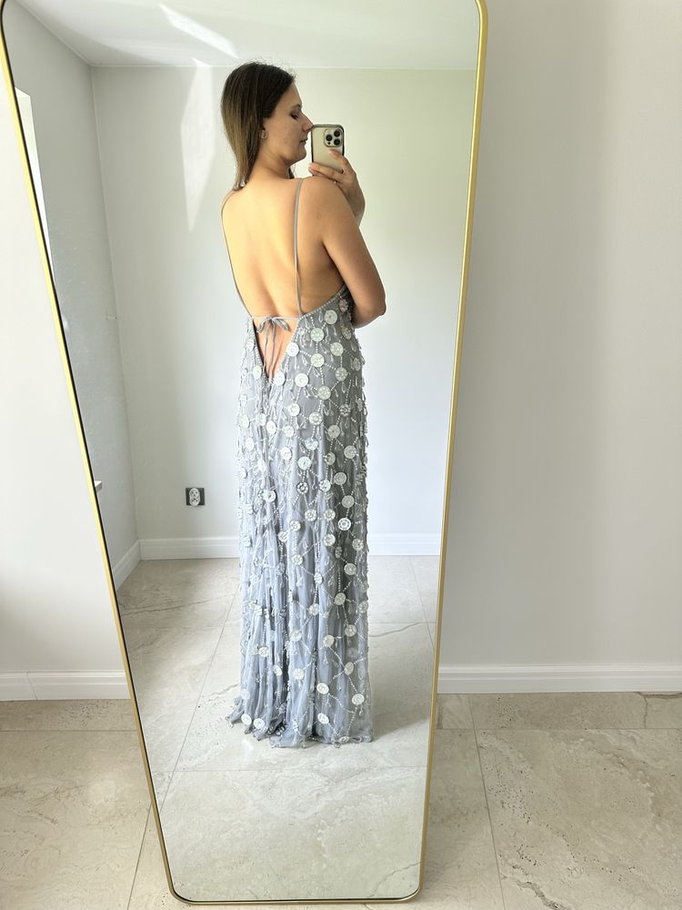 Sukienka cekinowa frędzle ASOS rozmiar 46 wesele ślub wow