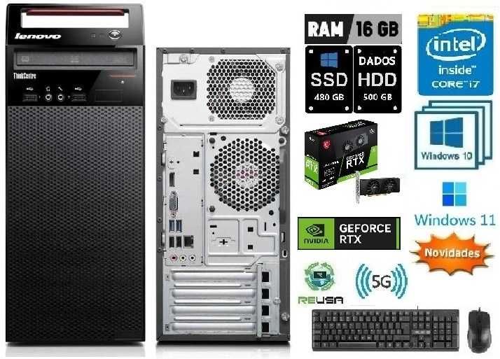 Gaming 2024! Pc-Lenovo E73-4ªG-I7 3.4G|16G|SSD+HDD|RTX3050-6G|5G|W11