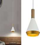 Metalowa lampa wisząca biało-złota, E27, vintage