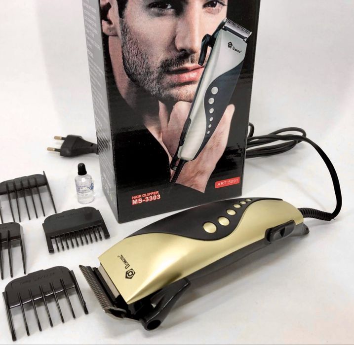 Машинка для стрижки волосся дротова з насадками. MS 3303