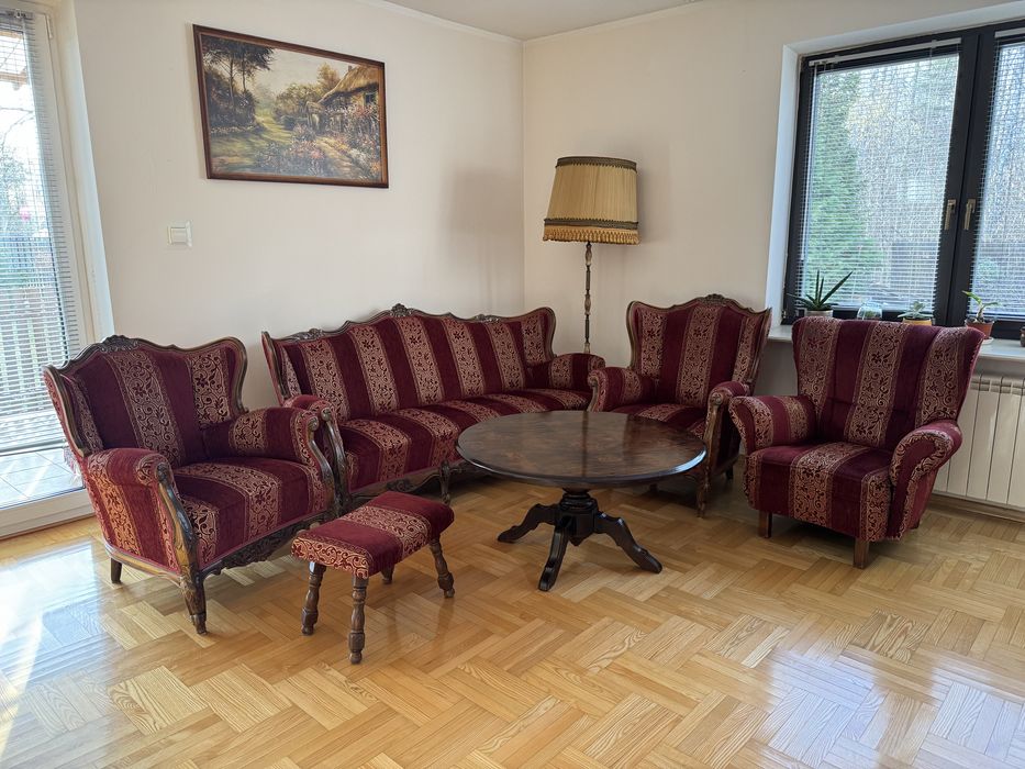 kanapa, fotele po renowacji + stolik