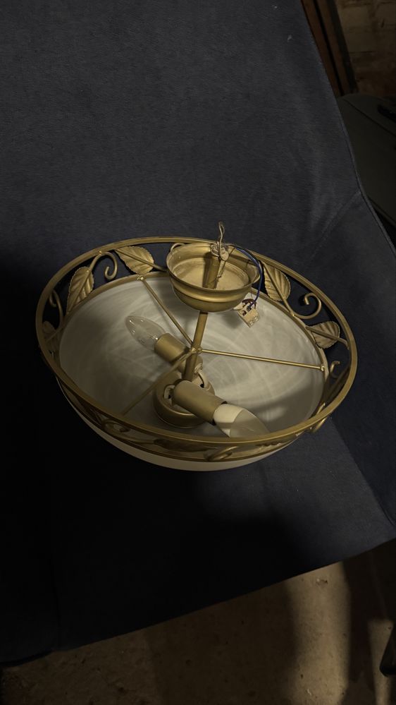 Lampa wiszaca szklana vintage PRL