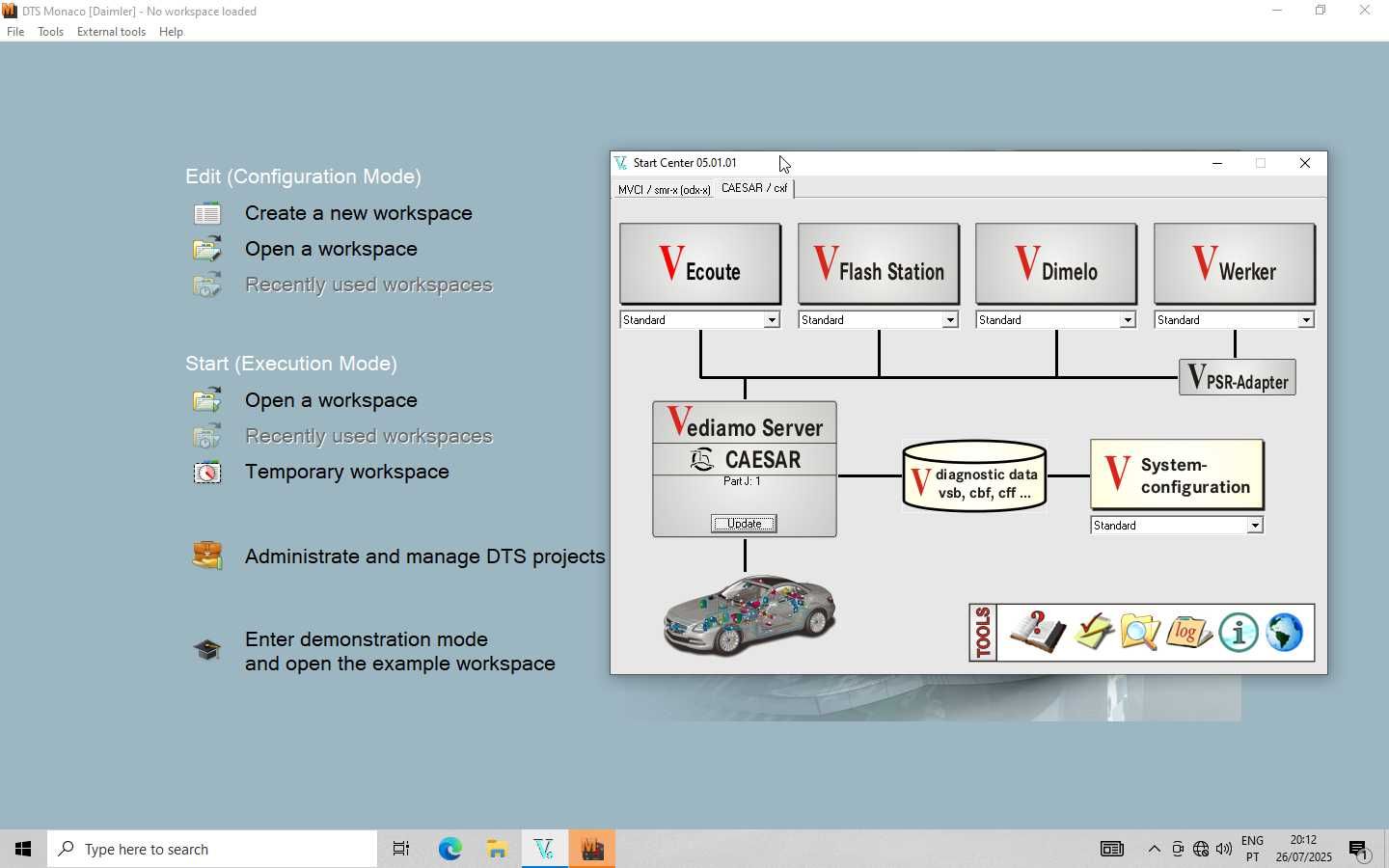 Mercedes Xentry/Das v2025.06 com Vediamo v5.1 e DTS monaco VCI + SSD
