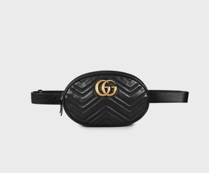 Поясная сумка black matelassé leather gg marmont